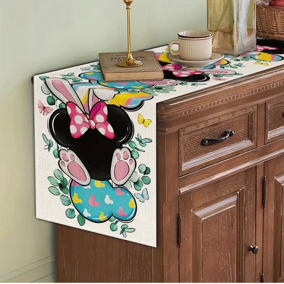 New 13x72 Table Runner Disney Minnie Mickey Mouse Easter home Decor Mantel Scarf - Picture 2 of 2
